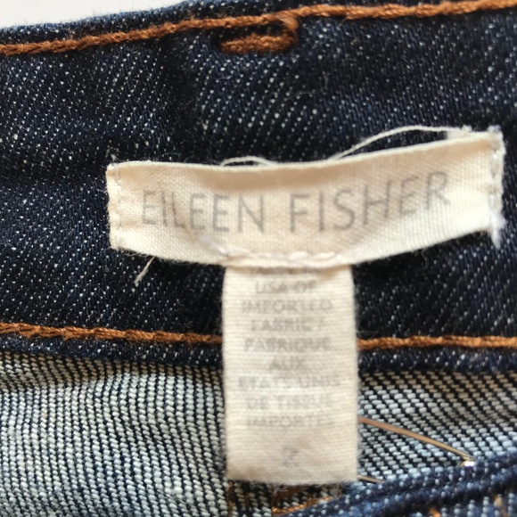 Eileen Fisher Raw Hem Straight Leg Jeans Denim Womens 2 Blue Dark Wash Organic - Picture 6 of 12